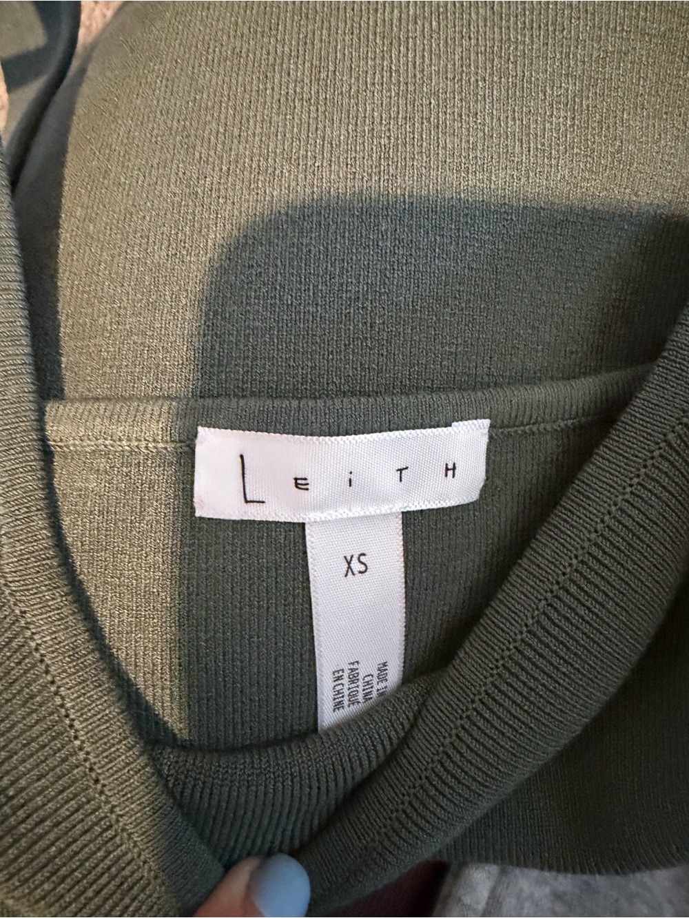 Leith Olive Ribbed Square Neck Tank - Picture 3 of 3